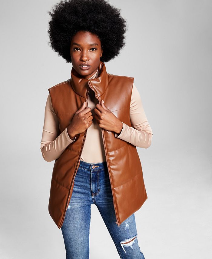 And Now This Women's Faux-Leather Puffer Vest & Reviews - Jackets & Blazers - Women - Macy's | Macys (US)