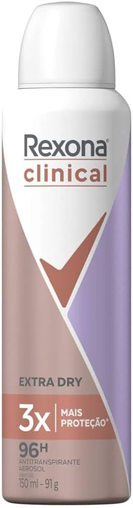 Antitranspirante Aerosol Rexona Clinical Extra Dry 150ml (A embalagem pode variar) | Amazon (BR)