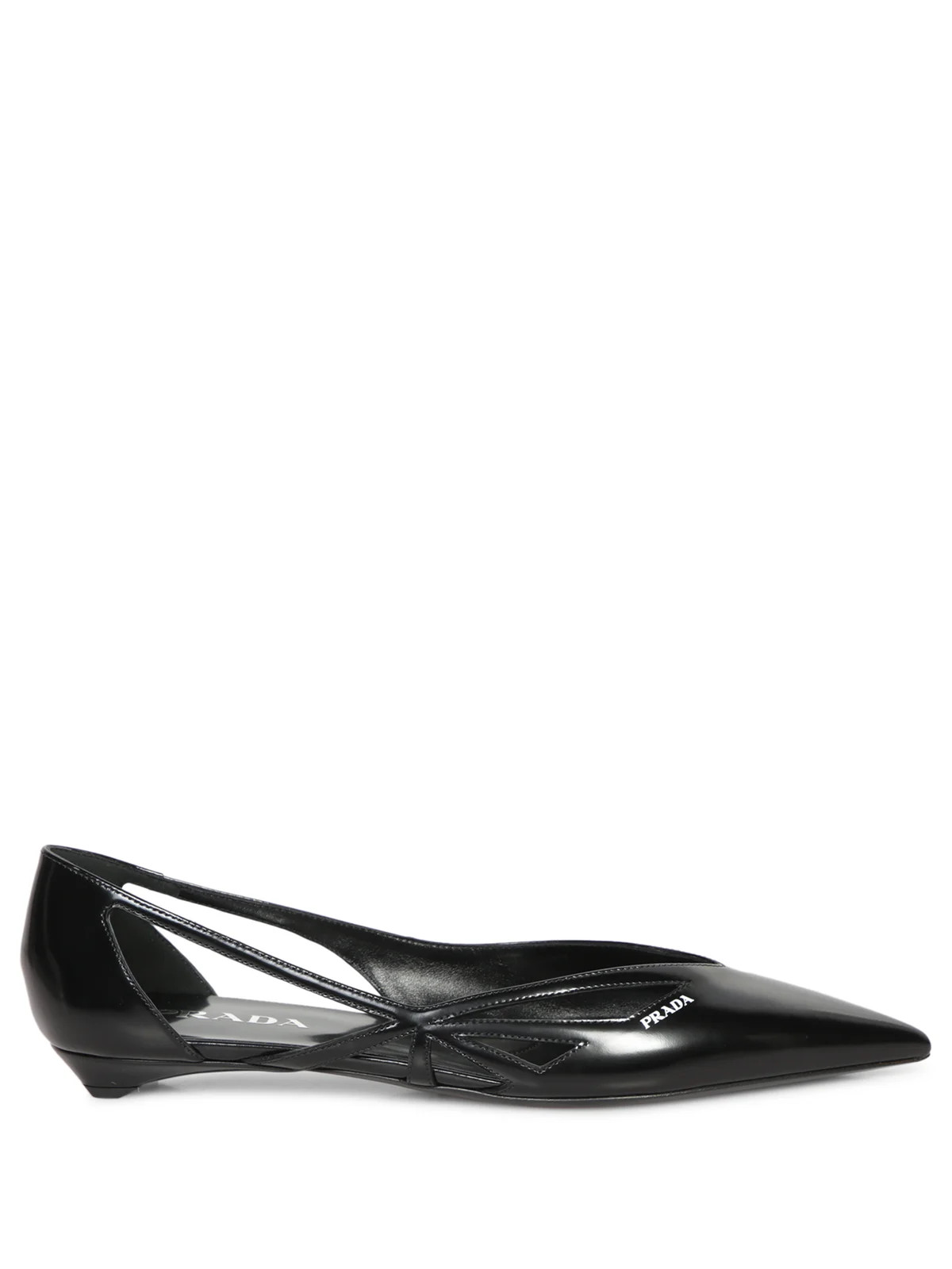 Prada Pointed-Toe Cut-Out Detailed Ballerinas | Cettire Global