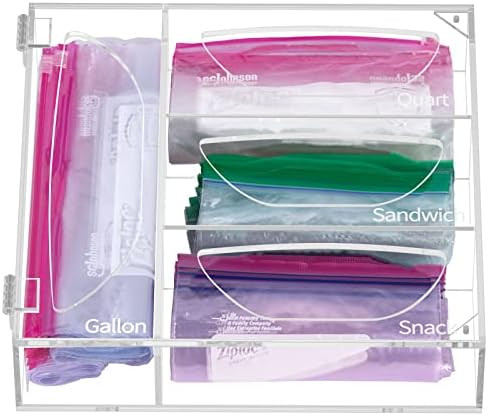 FEMELI Ziplock Food Bag Storage Organizer, Acrylic Kitchen Drawer Baggie Box for Ziploc, Solimo, ... | Amazon (US)