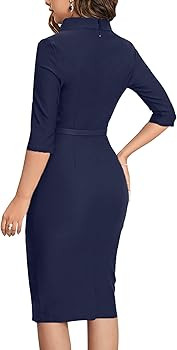 MUXXN Women's 1950s Vintage 3/4 Sleeve Elegant Collar Cocktail Evening Dress | Amazon (US)