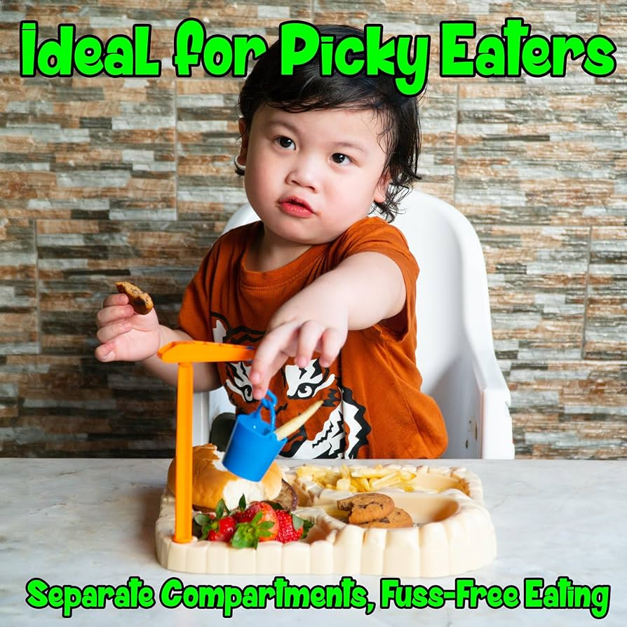 Funwares T-Rex Excavation Plate Engaging Kids' Dinnerware Set: Durable, 4-Section Divided Plate, ... | Amazon (US)