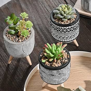 TERESA'S COLLECTIONS Modern Artificial Potted Plants for Home Decor, Boho Indoor Small Fake Plant... | Amazon (US)