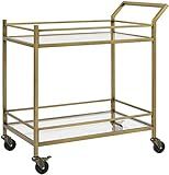 Crosley Furniture Aimee Rolling Bar Cart, Gold and Glass | Amazon (US)