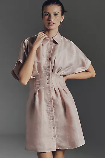 Exquise Raina Short-Sleeve Midi Shirt Dress | Anthropologie (US)