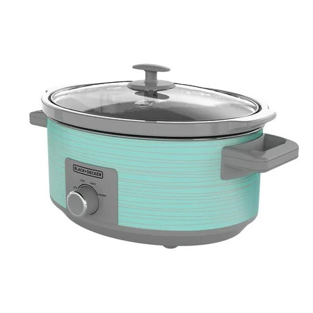 BLACK+DECKER 7 Quart Dial Control Slow Cooker with Built in Lid Holder, Teal Pattern, SC2007D | Walmart (US)