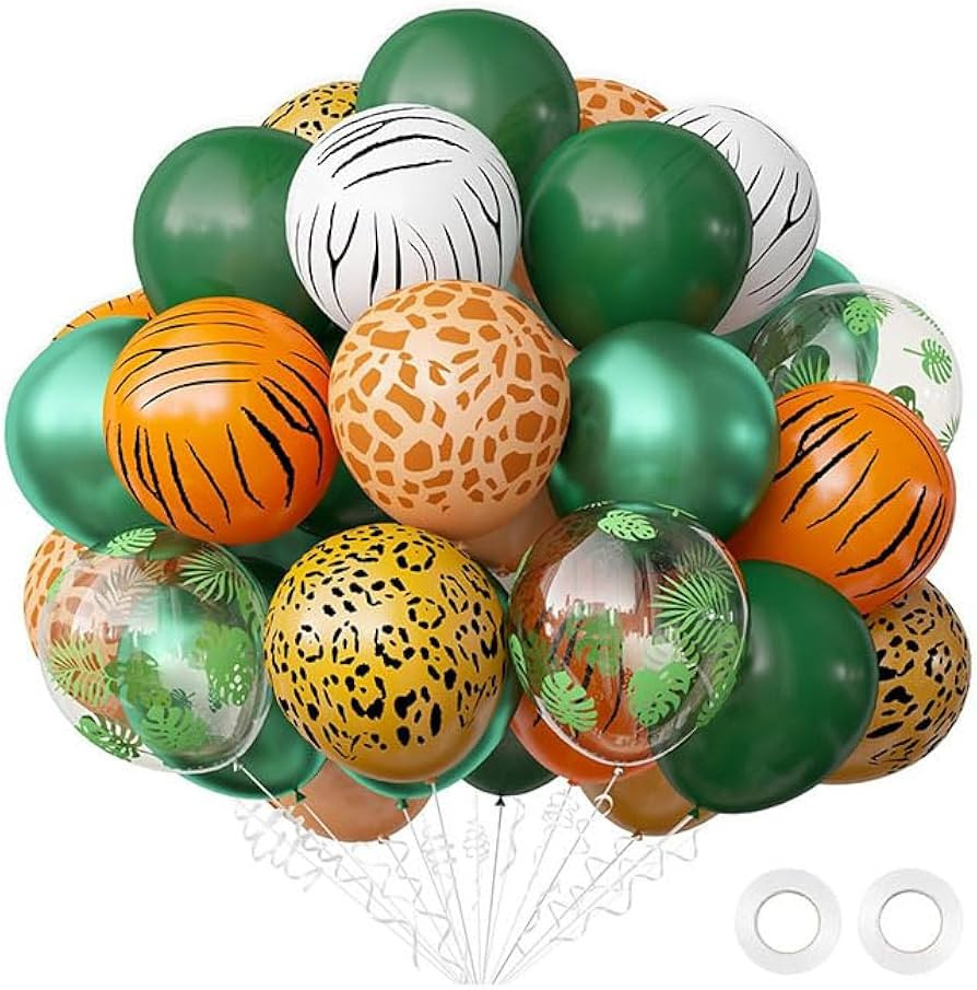 68Pcs Jungle Safari Balloons Jungle Safari Party Decorations Dark Green Metallic Green Balloons A... | Amazon (CA)