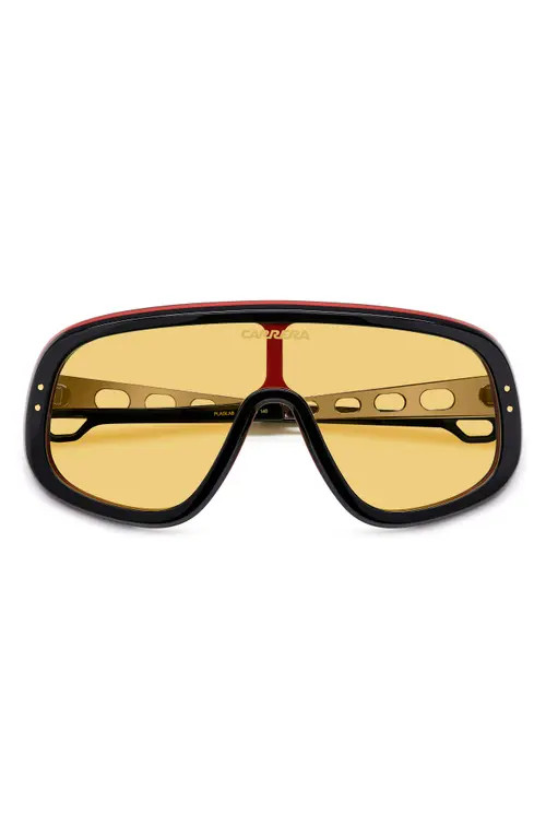 Carrera Eyewear 99mm FLAGLAB 17 99mm Shield Sunglasses in Black Red/Yellow at Nordstrom | Nordstrom