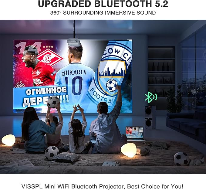 Mini Projector with WiFi and Bluetooth, VISSPL Full HD 1080P Projector, Portable Outdoor Projecto... | Amazon (US)