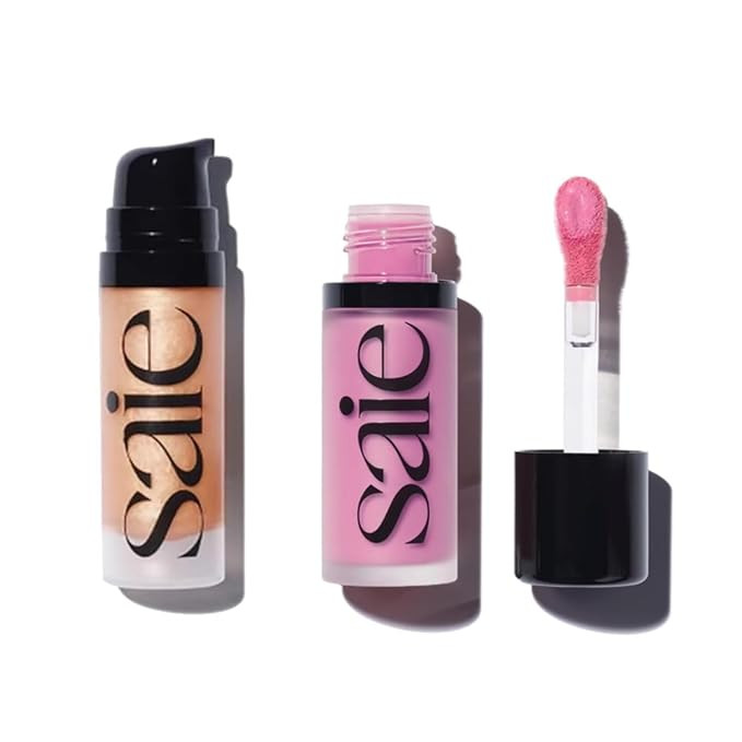 Saie Mini Glowy Super Gel Lightweight llluminator & Makeup Primer - Sunglow (0.5 oz) + Dew Blush ... | Amazon (US)