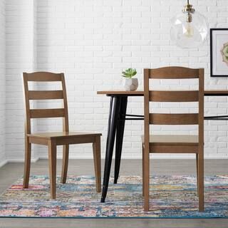 Patina Oak Finish Dining Chair with Ladder Back (Set of 2) (17.72 in. W x 36.77 in. H) | The Home Depot