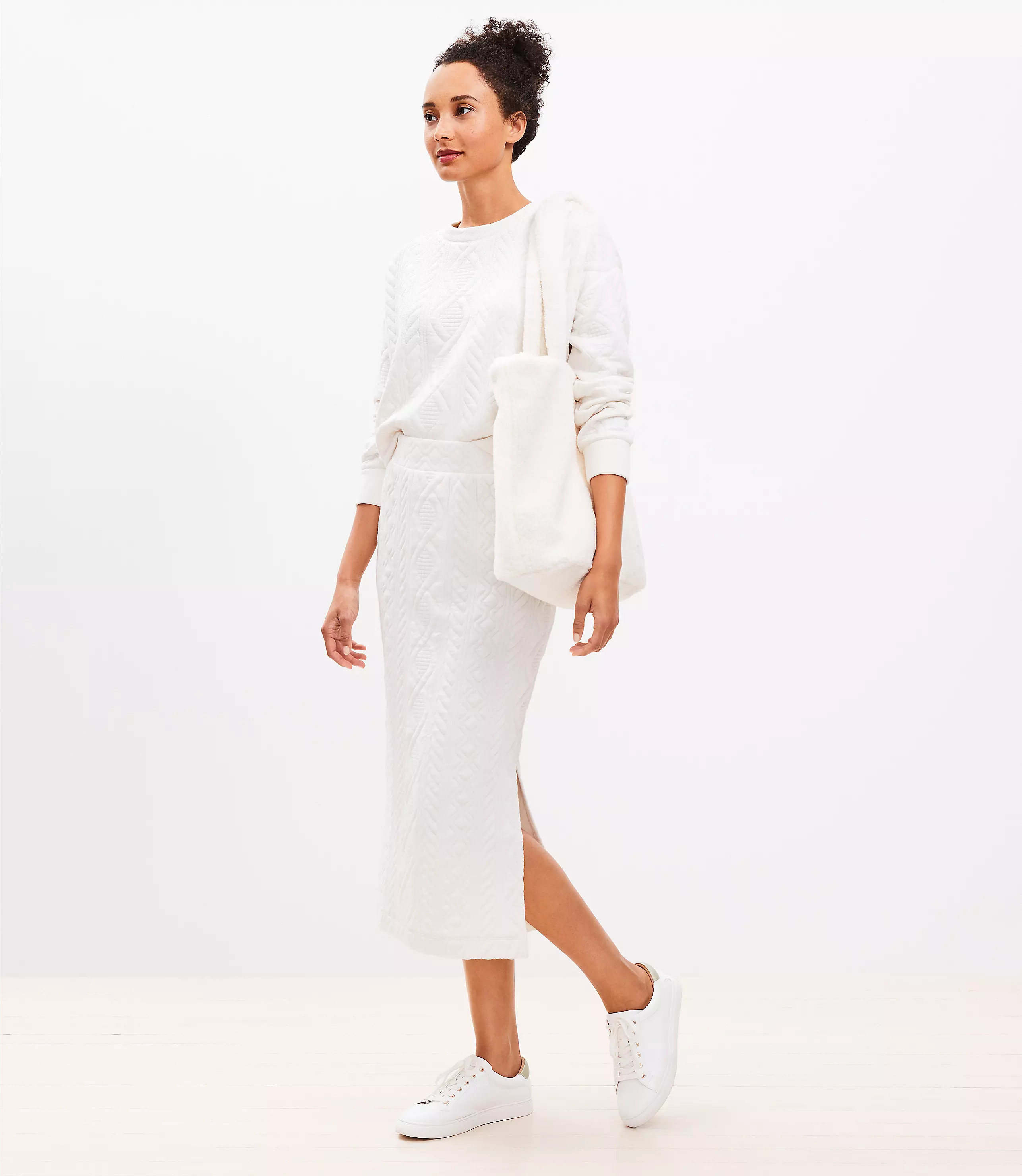 Lou & Grey Quilted Cable Midi Skirt | LOFT