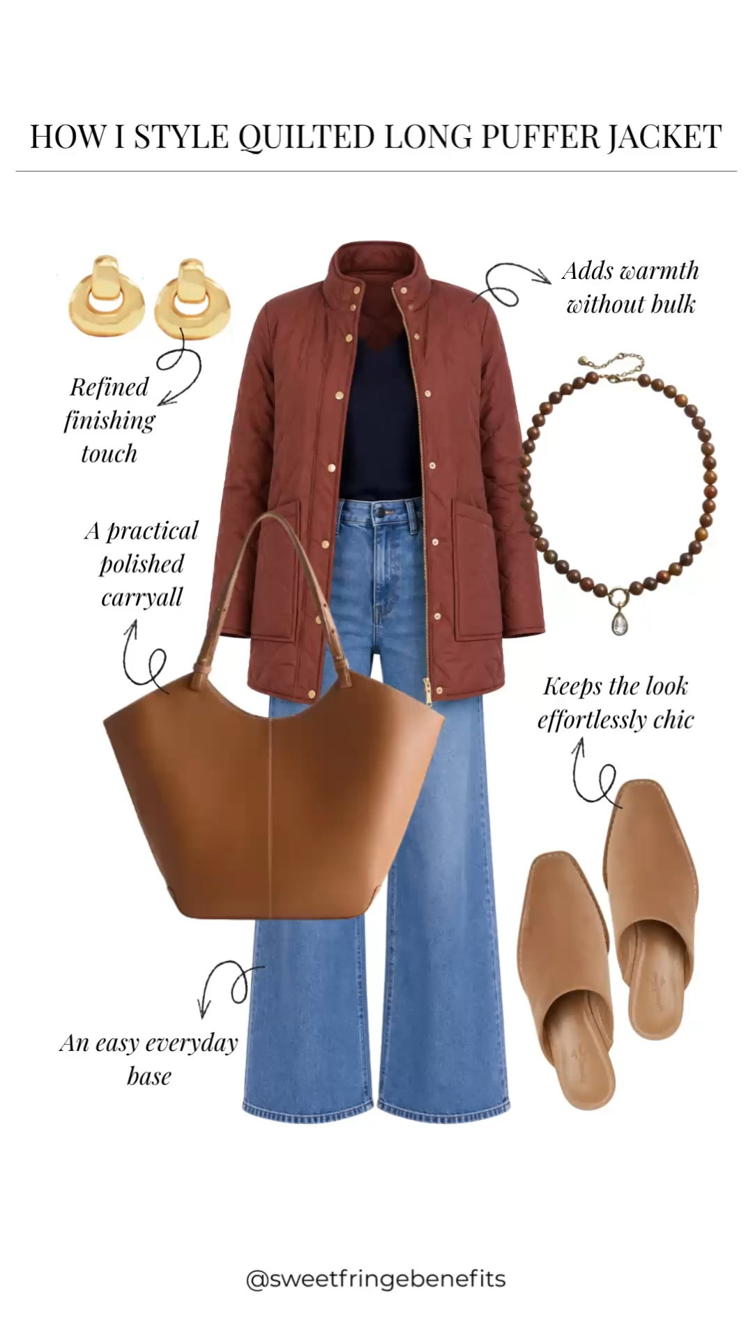 I love this quilted long puffer jacket for an easy everyday outfit. It adds warmth without feeling bulky, and paired with wide-leg jeans, a simple top, and loafers, it keeps the whole look polished and practical.

#LTKdayinmylife #LTKgrwm #LTKootd