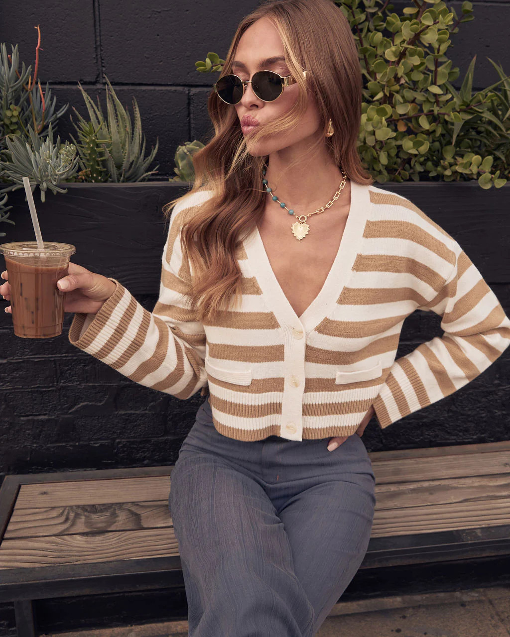 Grisella Striped Cropped Cardigan | VICI