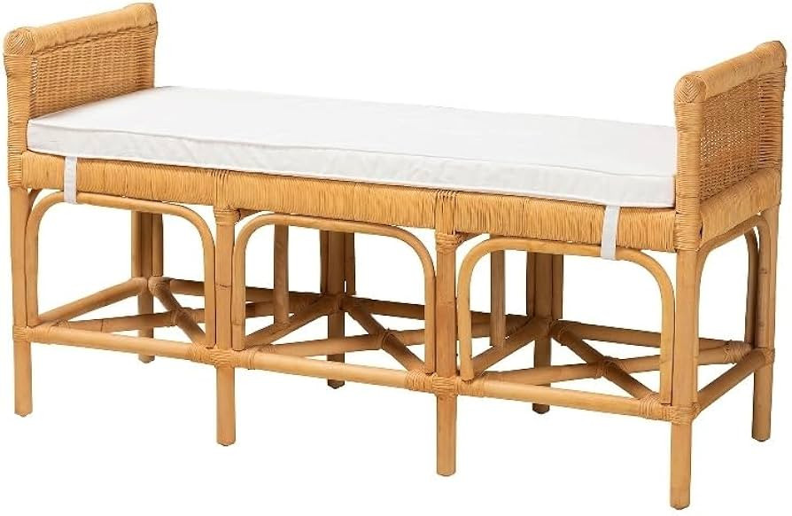 Baxton Studio Nairi Modern Bohemian Natural Brown Rattan Bench | Amazon (US)