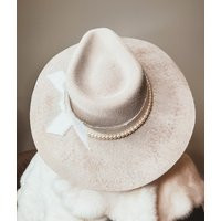 Custom Charlie 1 Horse Felt Wool Cowgirl Hat Pefect Day Pearl & Velvet Accents Distressed Western Boho Wedding Bridal Winter White | Etsy (US)