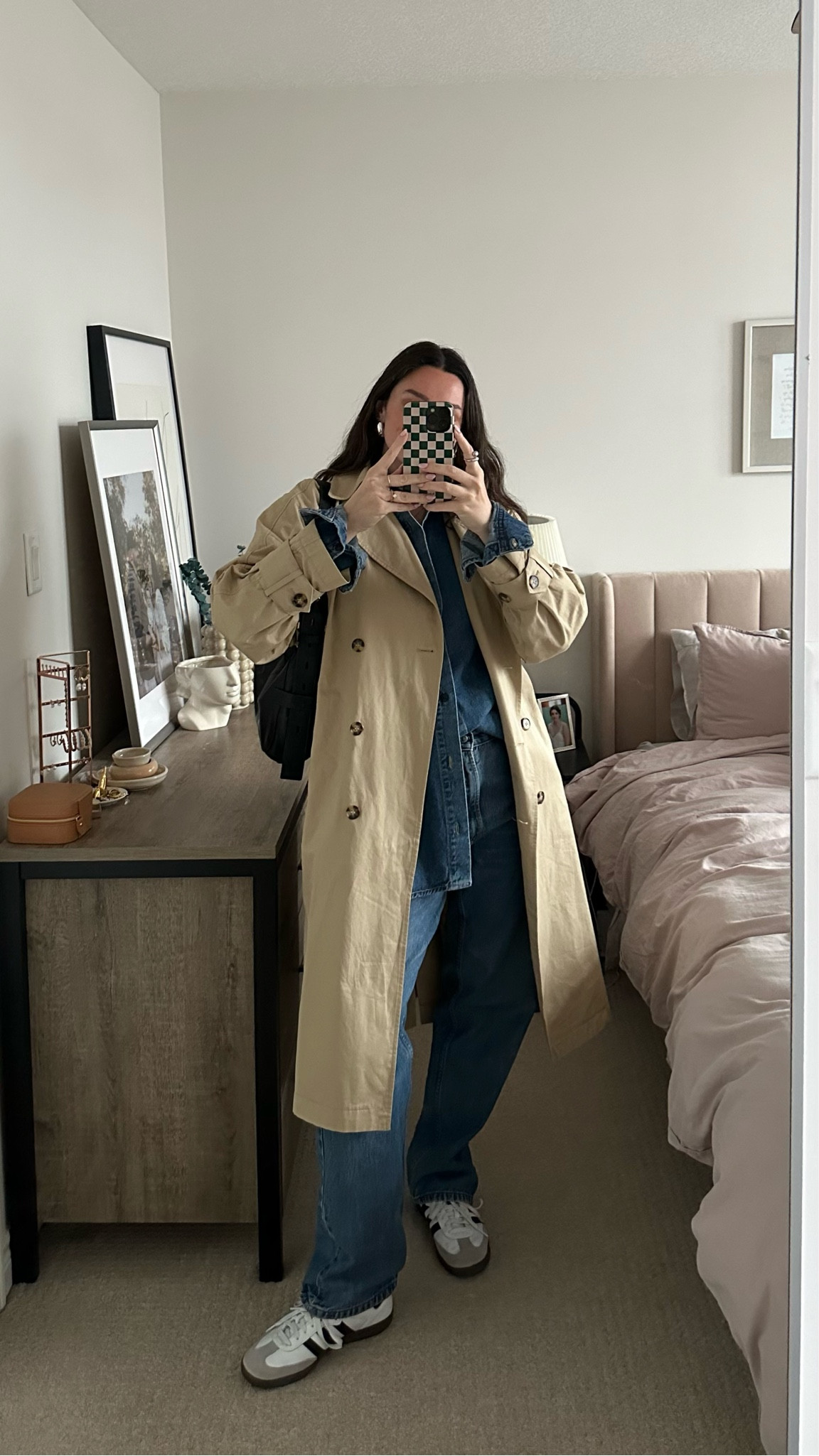 spring outfit idea, trench coat, denim outfit, denim on denim, baggy jeans, adidas sambas, casual spring outfit, capsule wardrobe, style tips

#LTKSeasonal #LTKstyletip #LTKshoecrush