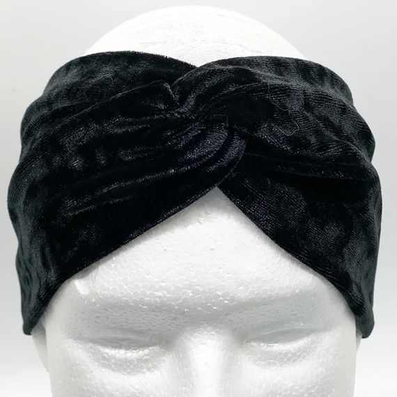 Black Knot Velvet turban Headband - Turban Headband - Stretch Headband - faux knot Headband - Hai... | Etsy (US)