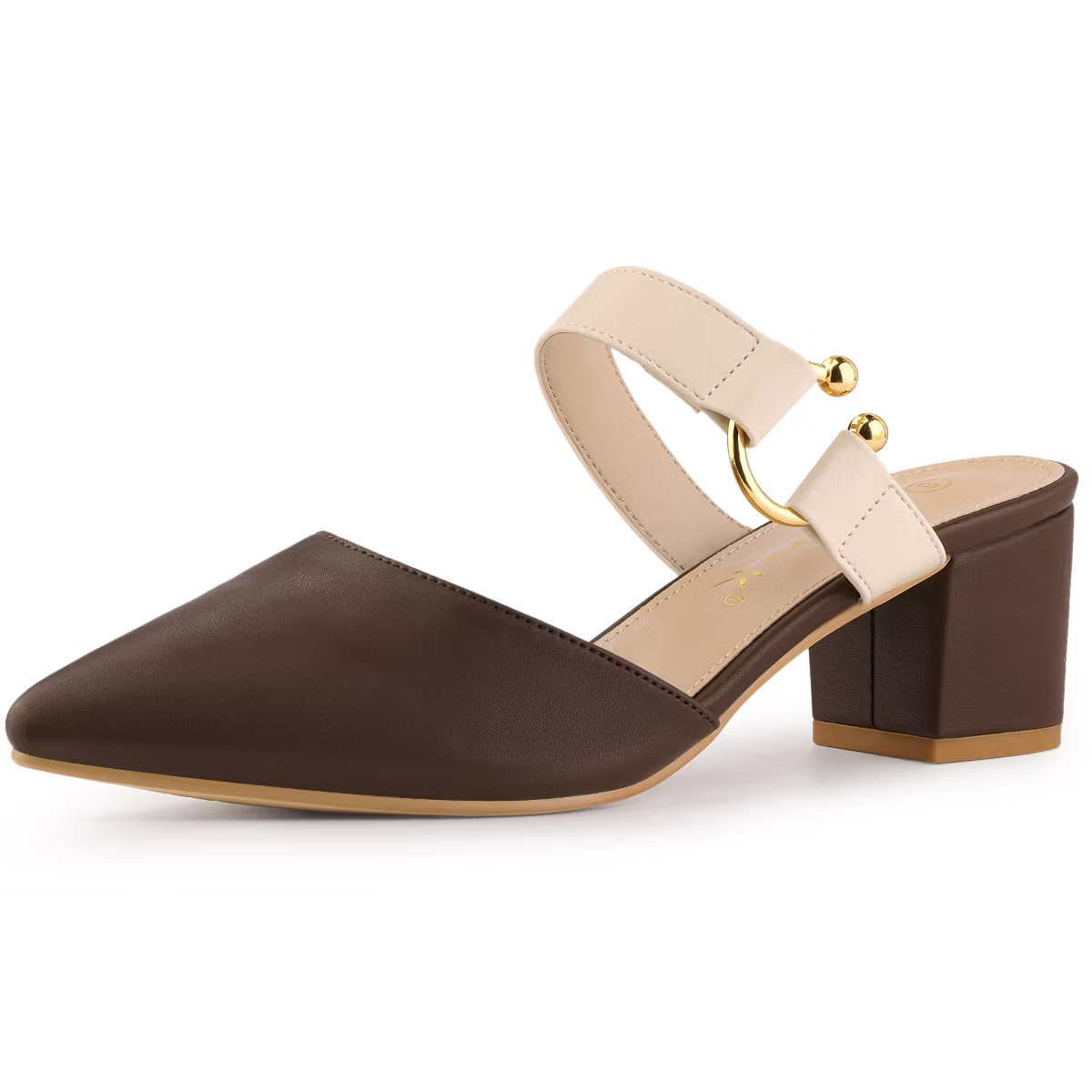 Allegra K Women's Instep Strap Pointed Toe Chunky Heel Dress Mules Pumps | Target