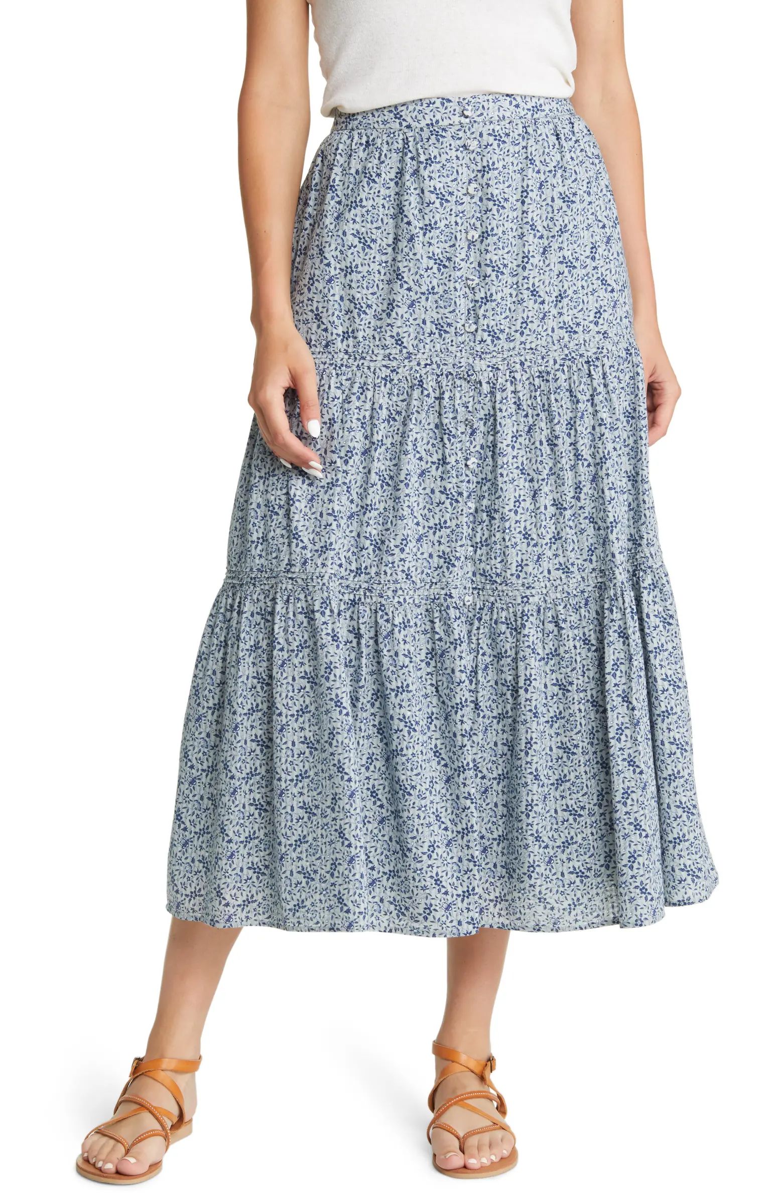 Madewell Button Front Tiered Maxi Skirt | Nordstrom | Nordstrom