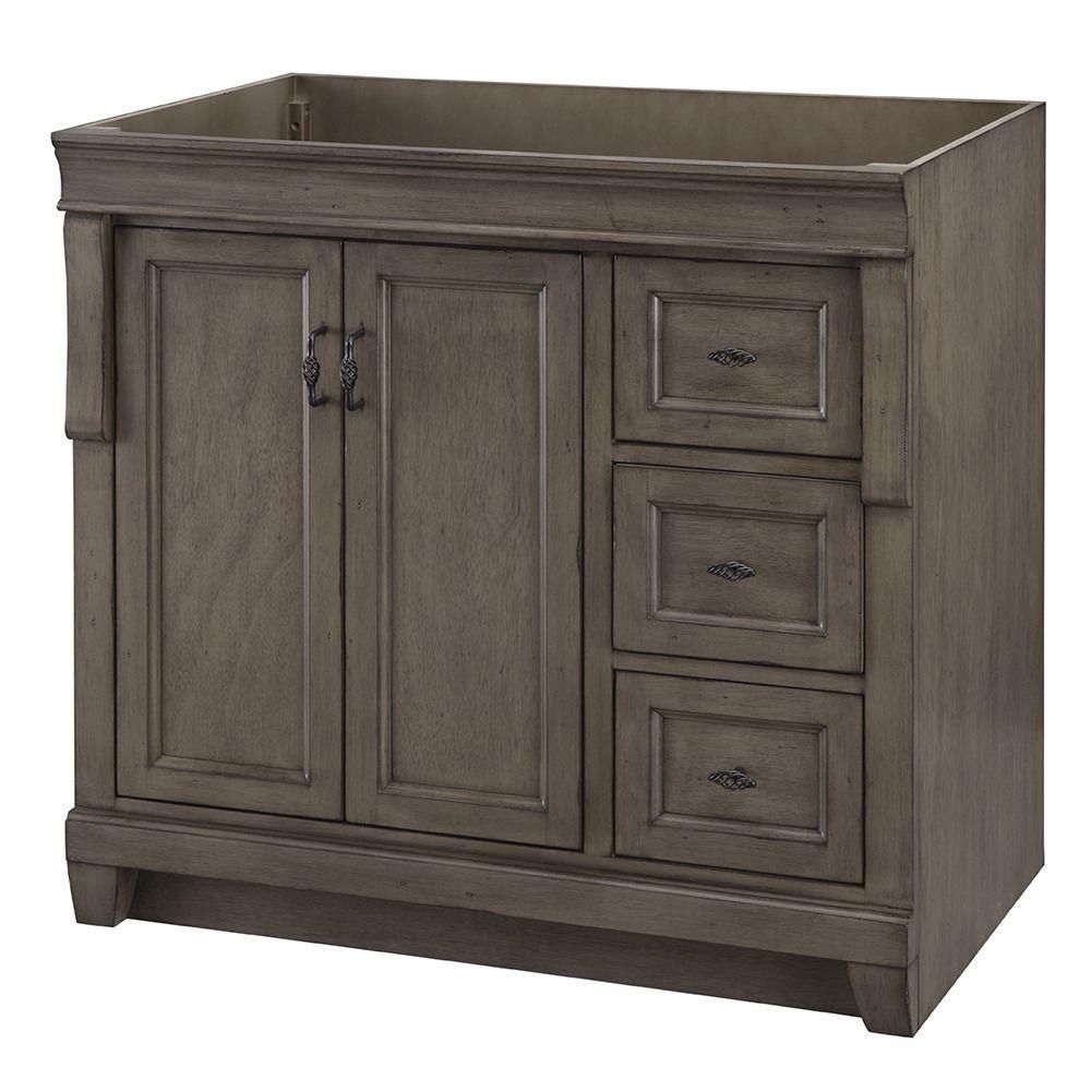 Home Decorators Collection Naples 36 in. W Bath Vanity Cabinet Only in Distressed Grey with Right Ha | The Home Depot