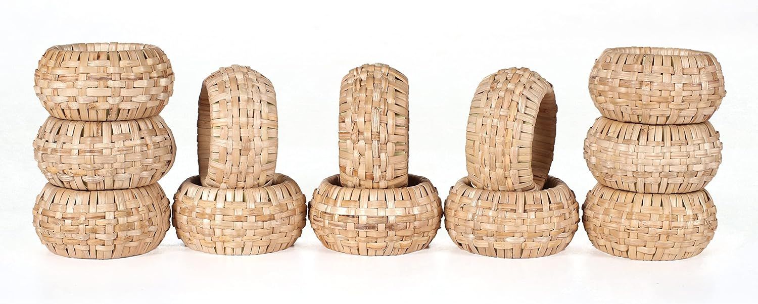 Rattan Napkin Rings Set of 12,Decorative Serviette Ring,Beach Napkin Holders,Napkin Rings Bulk fo... | Amazon (US)