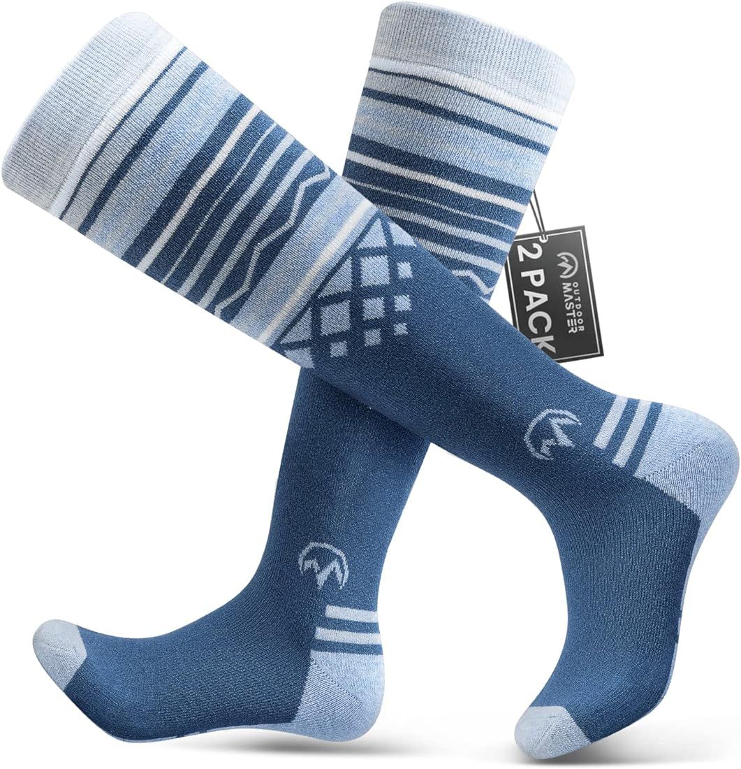 Ski Socks 2-Pack Merino Wool, Over The Calf (OTC) Non-Slip Cuff for Men & Women | Amazon (US)