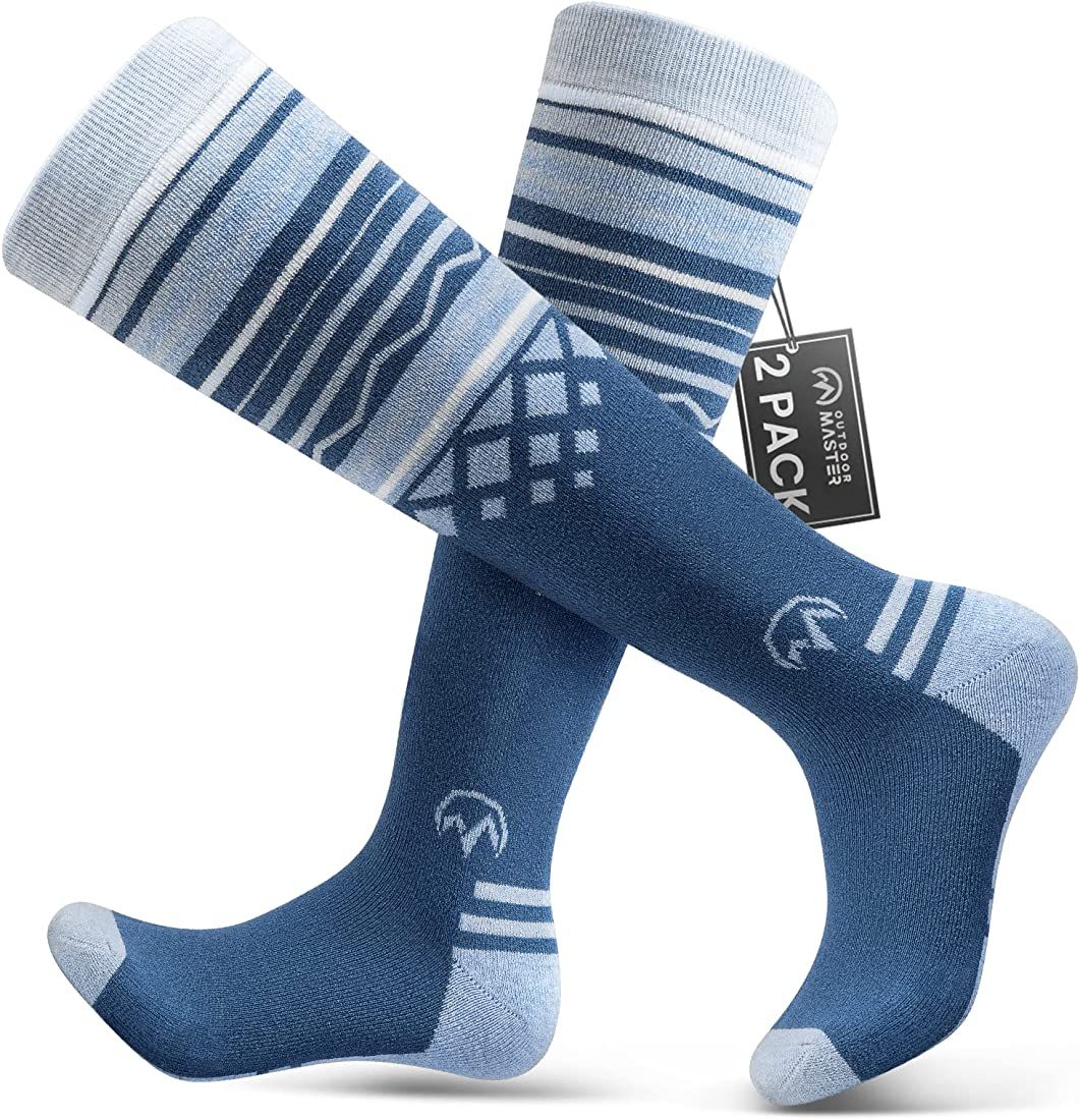 Ski Socks 2-Pack Merino Wool, Over The Calf (OTC) Non-Slip Cuff for Men & Women | Amazon (US)
