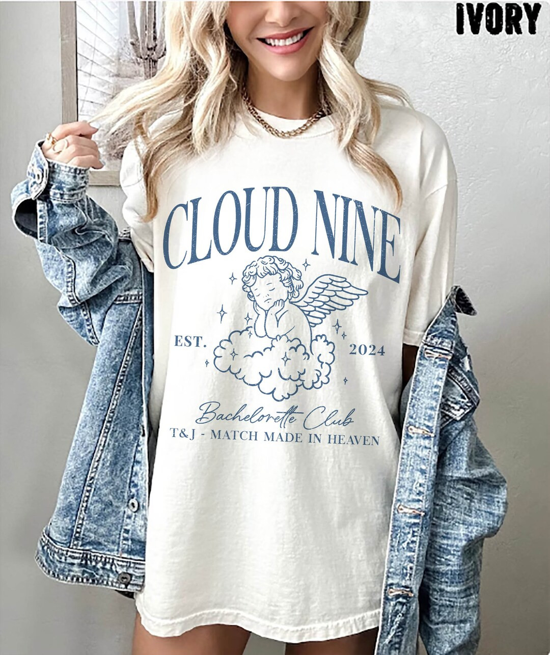 Custom Bride on Cloud Nine Wine Bachelorette Club Shirts, Cherub Match Made in Heaven Tees, Luxur... | Etsy (US)