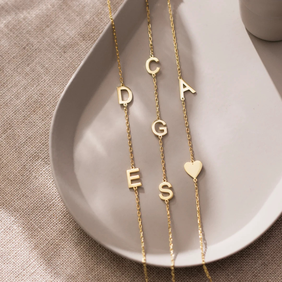 Initial Letter Bracelet , Custom Couple Bracelets , Personalized Letter Initial Bracelet Set , Fa... | Etsy (US)