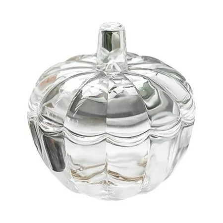 AUDeals Glass Pumpkin Candy Can Halloween Candy Bowl Pumpkin Can with Lids Pumpkin Can with Cover Transparent Glass Candy Dish with Lid for Halloween Home Party Wedding Decor | Walmart (US)