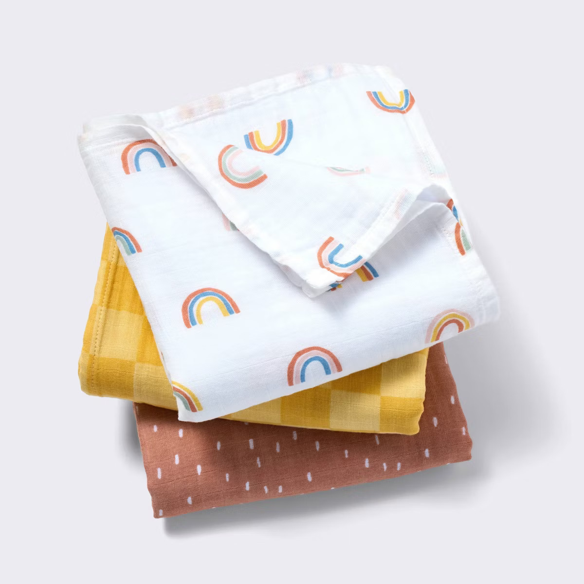 Muslin Swaddle Baby Blanket - Rainbows - 3pk - Cloud Island™ | Target