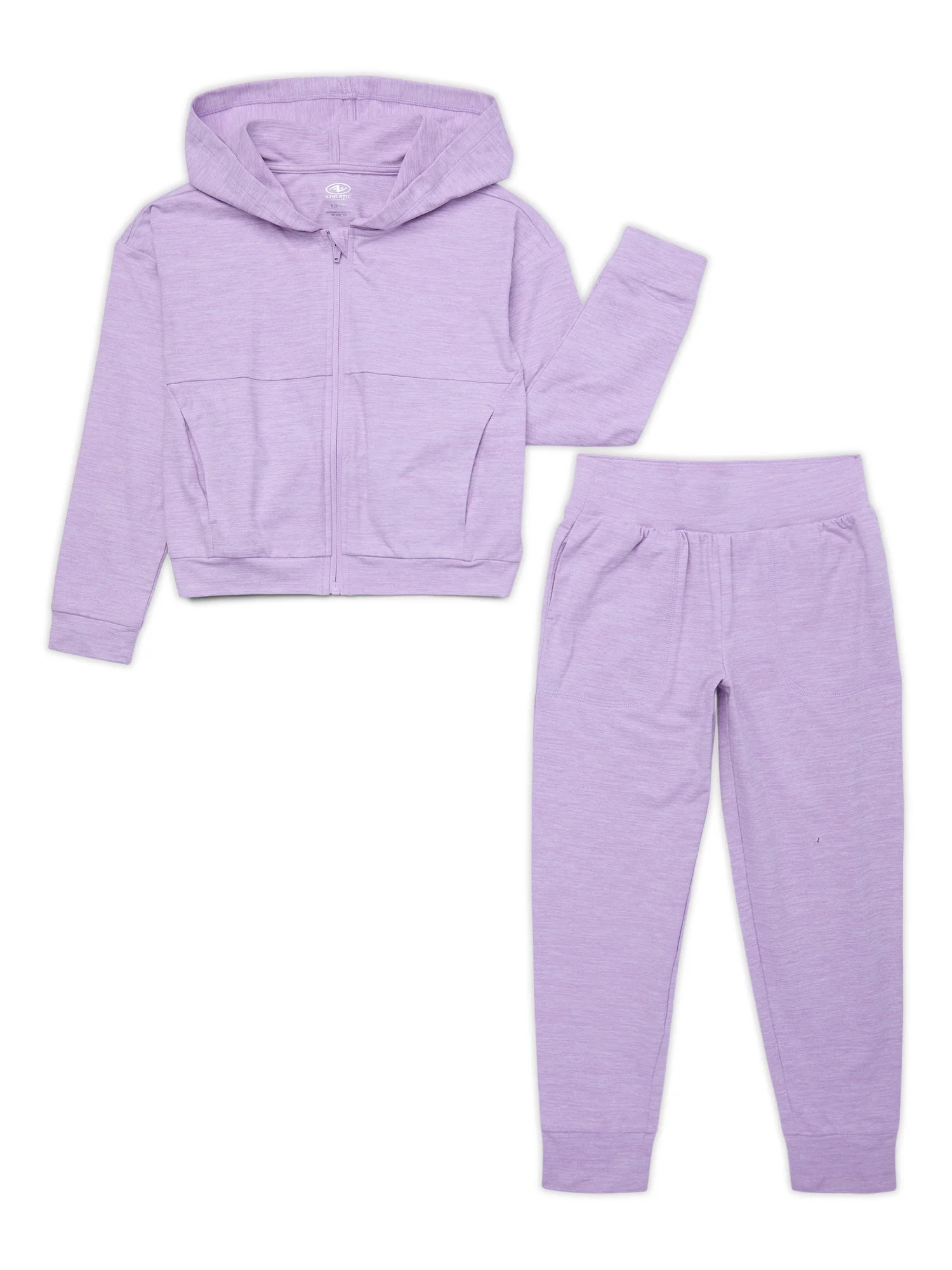 Athletic Works Girl's Super Soft Butter Hoodie and Joggers, 2-Piece Set, Sizes 4-18 & Plus | Walmart (US)