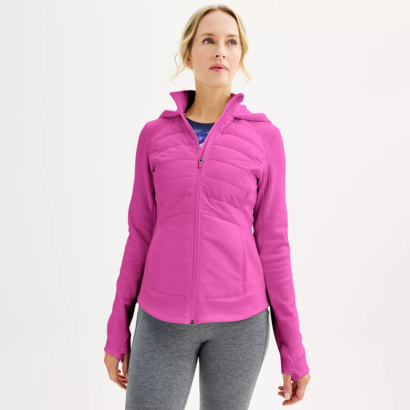 Women's Tek Gear® Hooded Mixed-Media Jacket, Size: XXL, Med Pink | Kohl's