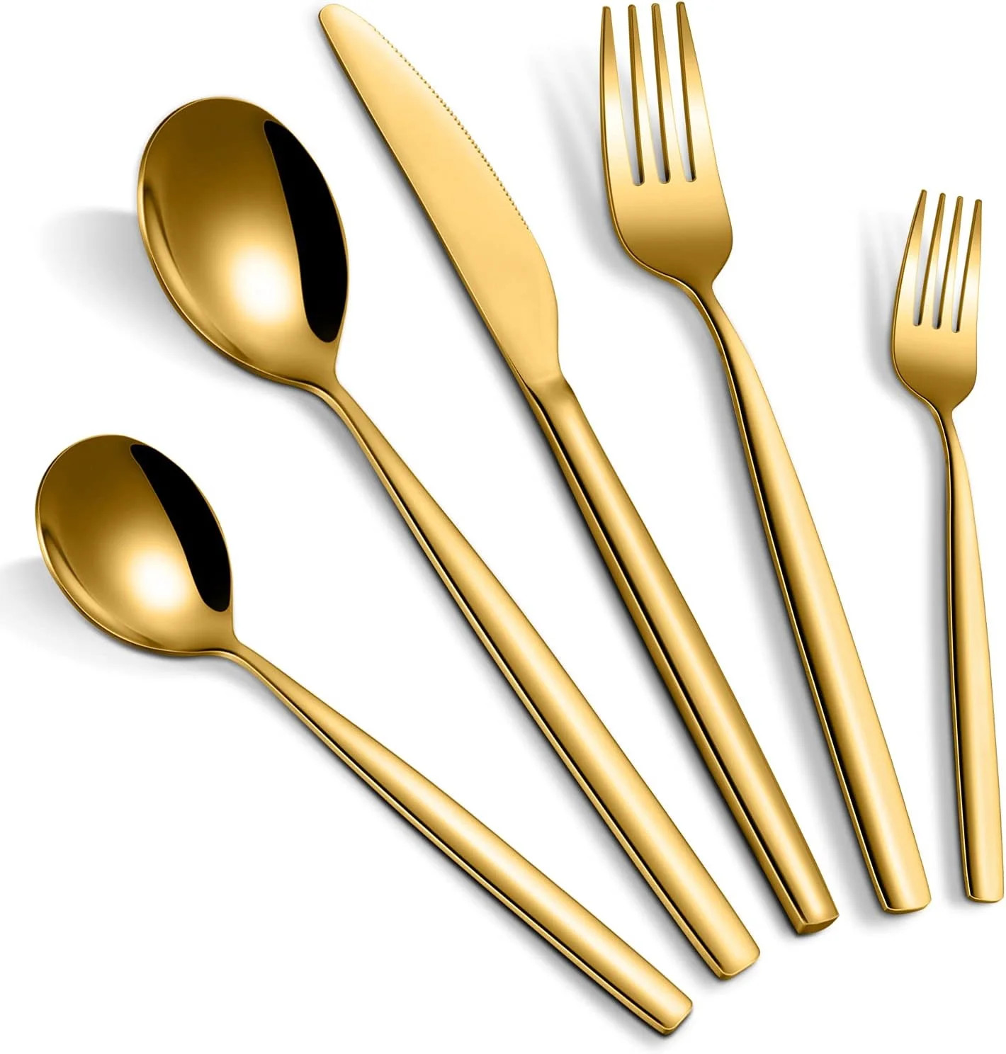 Garvee 30-Piece Stainless Steel Flatware Sets, Service for 6, Golden - Walmart.com | Walmart (US)