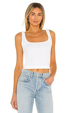 NSF Mira Square Neck Crop Tank in White from Revolve.com | Revolve Clothing (Global)