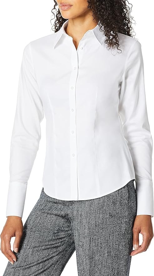 Calvin Klein Women's Long Sleeve Wrinkle Free Button Down Blouse | Amazon (US)