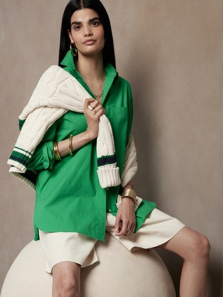 Petite Oversized Poplin Shirt | Banana Republic (US)