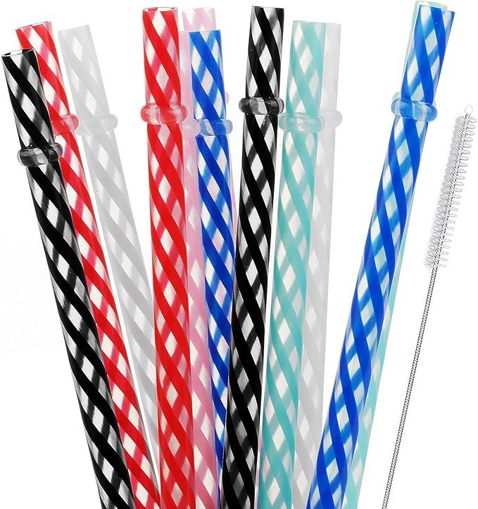 ALINK 10.5" Long Reusable Hard Plastic Straws, Tumblers Replacement Drinking Straws for 32 oz & 2... | Amazon (US)