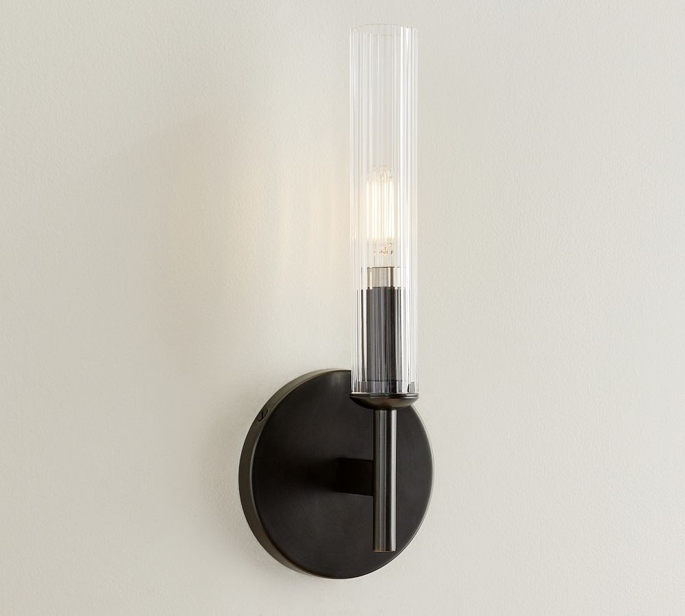 Cooper Ribbed Glass Tube Sconce (13") | Pottery Barn CA