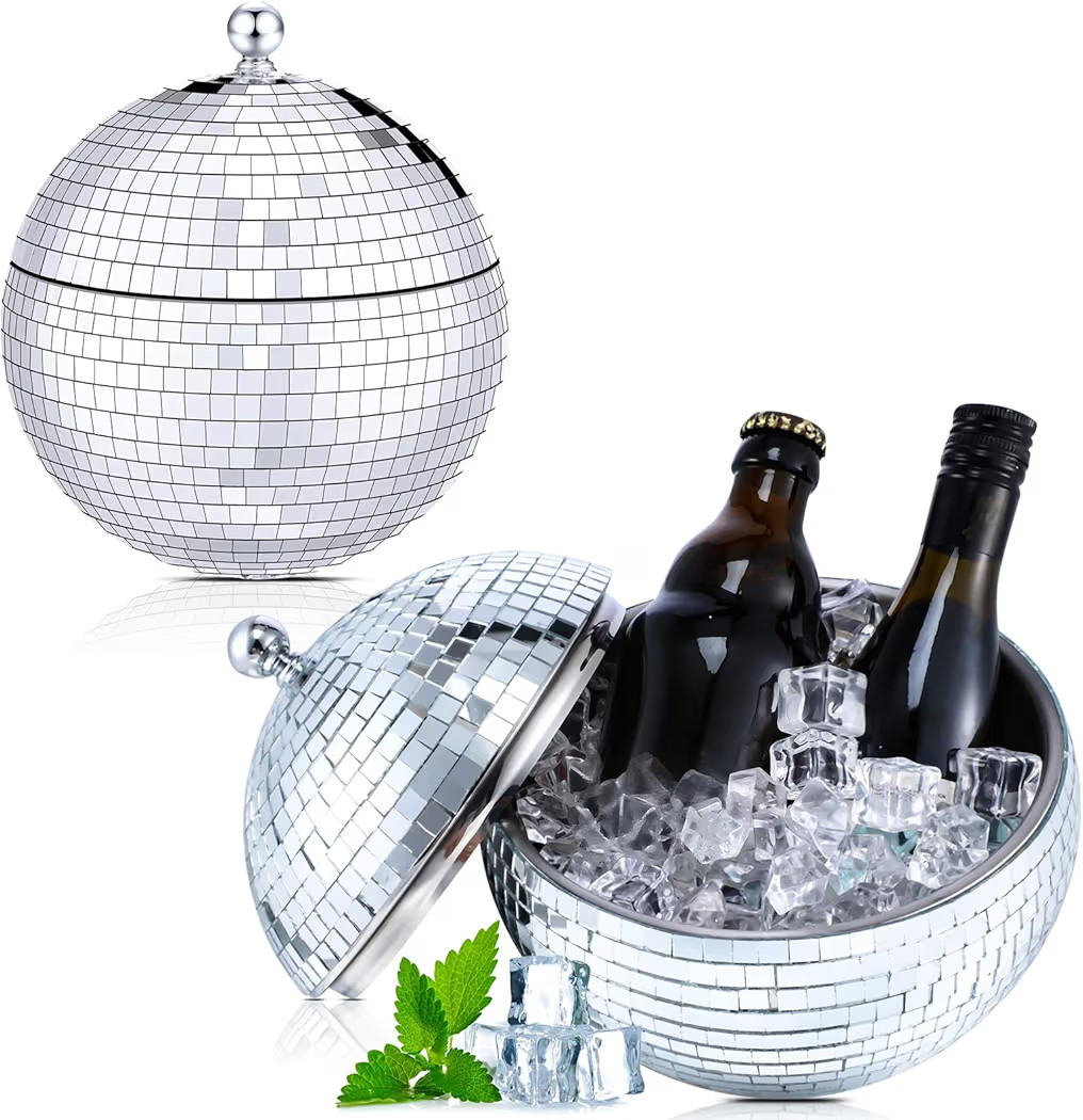 Hoolerry 2l Disco Ball Ice Bucket for New Years Eve Christmas Retro 70s Cocktail Barware Mirror S... | Amazon (US)