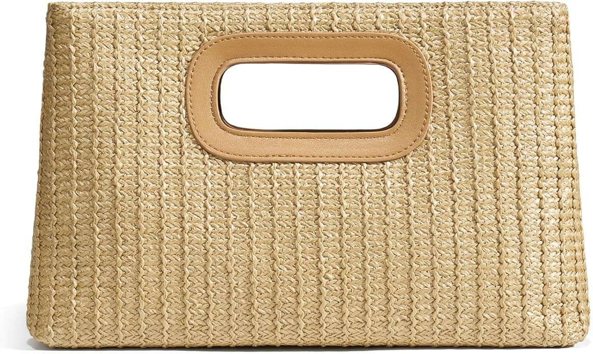 Chic Straw Clutch Purses for Women with Top Handle Summer Bag, Ideal Vacation Handbags and Woven ... | Amazon (US)