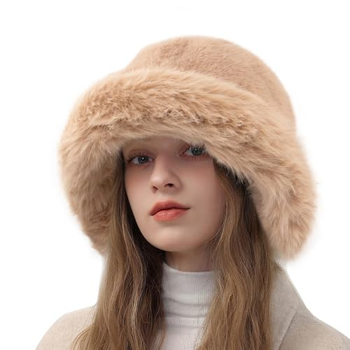 Peicees Winter Bucket Hat for Women Fur Russian Ushanka Ladies Fluffy Snow Hat Fuzzy Fisherman Ca... | Amazon (US)