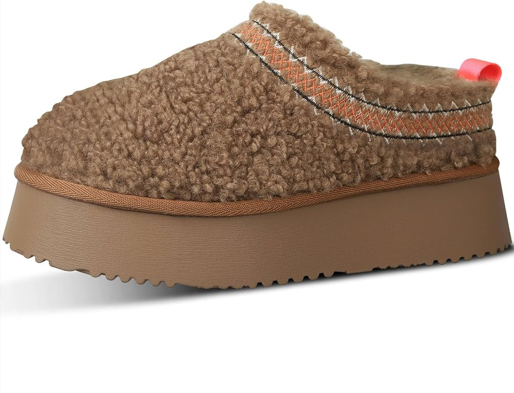 Women's Platform Braid Slippers Mini Boots Fuzzy House Slippers Fleece Lined Short Ankle Boots An... | Amazon (US)