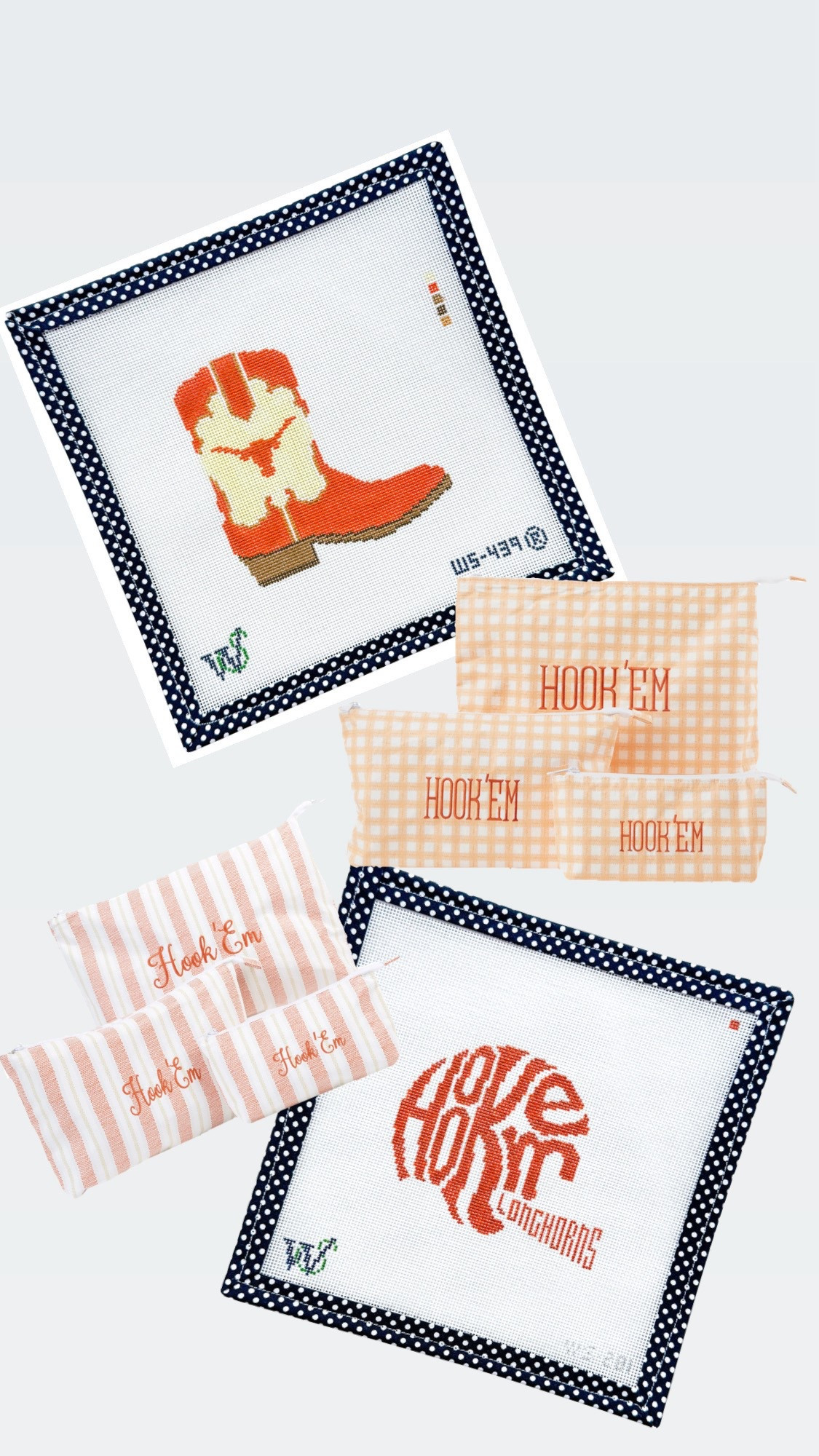 If you love the Longhorns and also love needlepoint, @wipstitch has some new gorgeous Texas goodies that you aren’t gonna wanna miss!! Love their new Texas boot and helmet kits as well as two different styles of Hook Em zipper bags that come in 3 sizes!! Loving all of this so much!! Hook ‘Em!!🤘🧡 #texasneedlepoint #texaslonghorns #texasgameday #burntorange #ut #gamedayfashion 
#longhornfinds #utlonghorns #utorange #texasfight #utaustin #longhorn #bevo #texasexes 