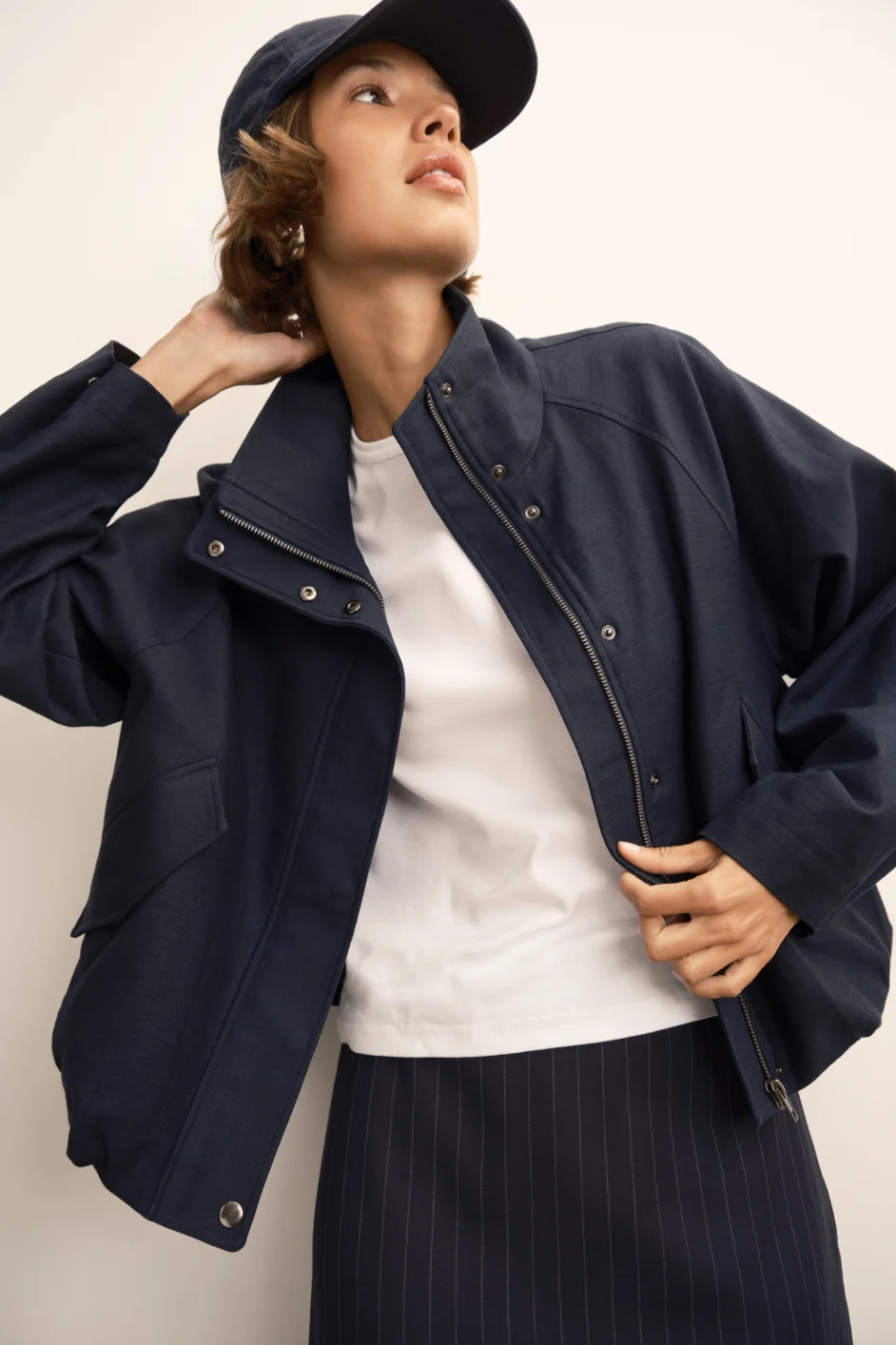 Lola Funnel Neck Jacket - Midnight | WYSE London