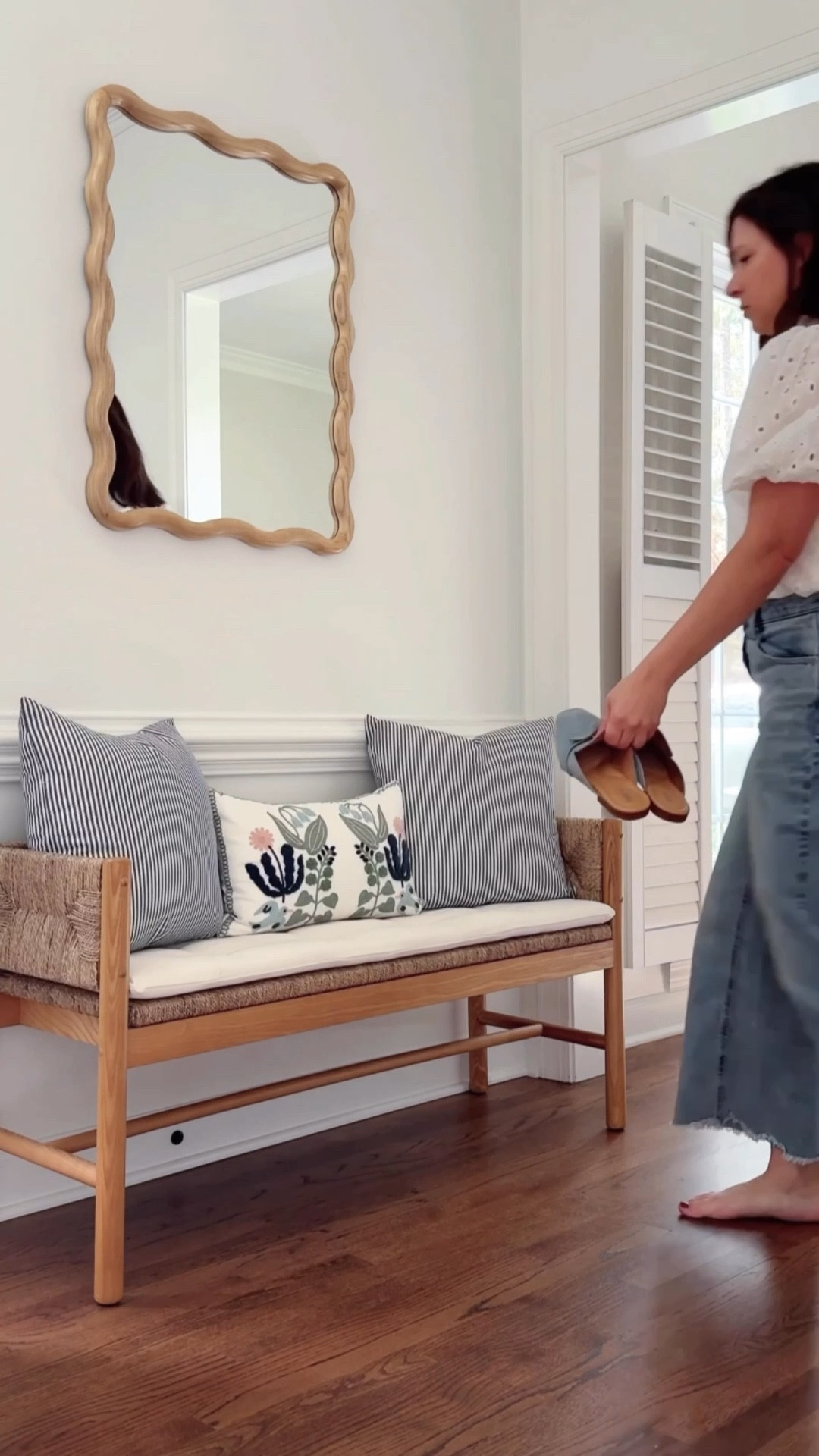 The one thing every foyer needs…a simple bench 🤍

It’s one of those pieces that instantly makes your entry feel more finished and functional. A place to sit, drop a bag, or style with pillows—without overwhelming the space.

If you’re working with a smaller entryway, this is such an easy way to add warmth and purpose without clutter.

Sometimes it’s not about adding more…just adding the right piece 👏

My foyer favorites and some similar looks are below!

#LTKHome