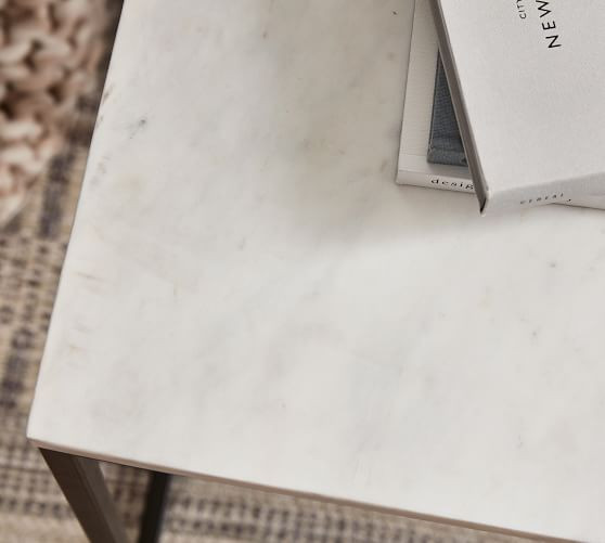 Delaney Rectangular Marble End Table | Pottery Barn (US)