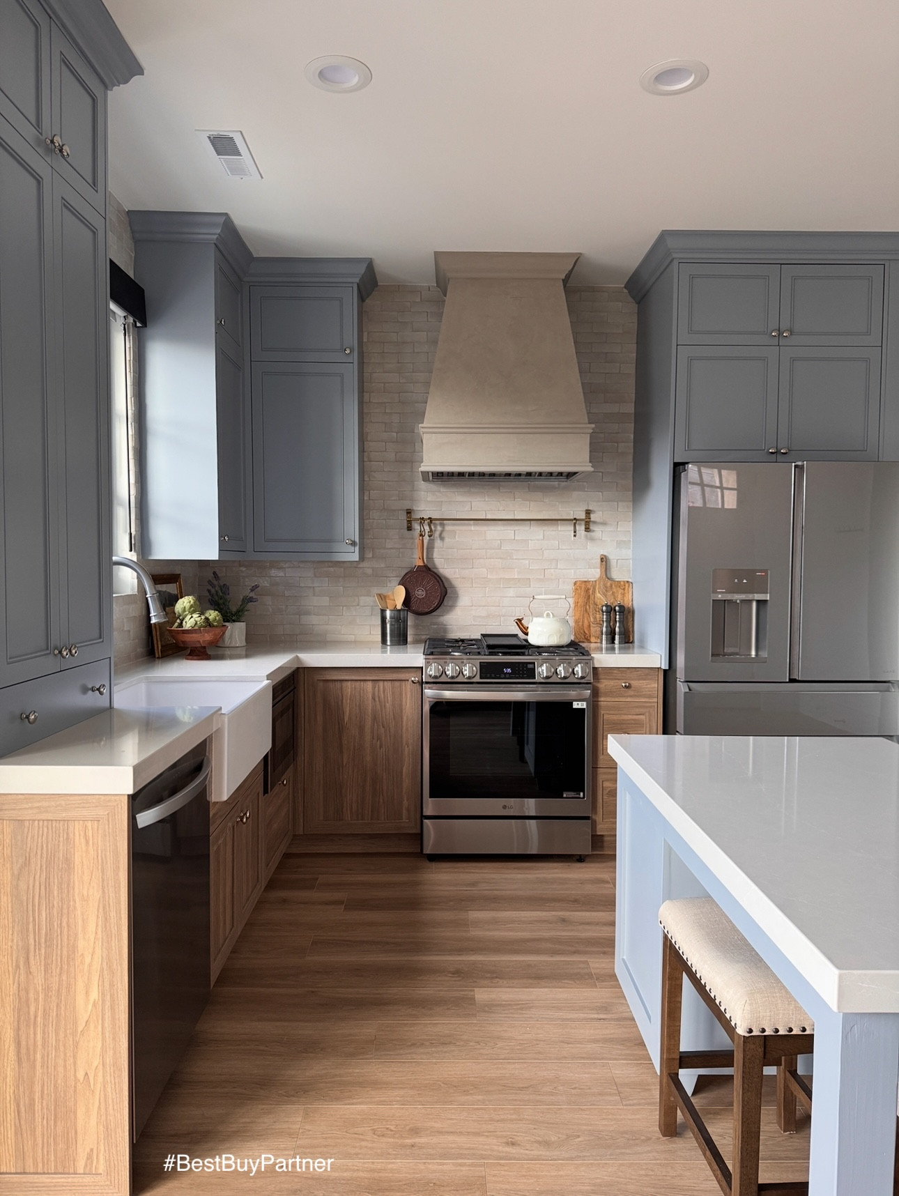  #BestBuyPartner Things I’ll never regret: bold blue cabinets called Let It Rain, and investing in the LG Range with ProBake Convection from @BestBuy.

Heres why I love it: 
ProBake Convection delivers even heat on every rack, which means no more rotating trays or guessing if the cookies in the back are done by combining two-speed fan and ultra-powerful rear heating element. 

The oven mode automatically selects the lower speed for delicate baking or the higher speed for air frying and roasting. 

The result is faster preheating, quicker cooking and more even baking on multiple racks at the same time. 

The built-in air fryer and griddle save counter space and make weeknight meals easier—crispy fries, Sunday pancakes, or quick grilled sandwiches without extra appliances. 

With the ThinQ app, I can start, stop, or check timers from my phone, which is a lifesaver when I’m juggling kids, projects, and dinner all at once. 

LG’s EasyClean cycle, spills and splatters wipe away in minutes without harsh chemicals or high heat. 

It’s the ultimate assistant for the way we really live and cook—and it’s only $1899.99 ($1100 off) plus an extra 10% off at Best Buy! Extra in-cart savings applies after any instant savings on individual items. 

Exclusions, terms and conditions apply.