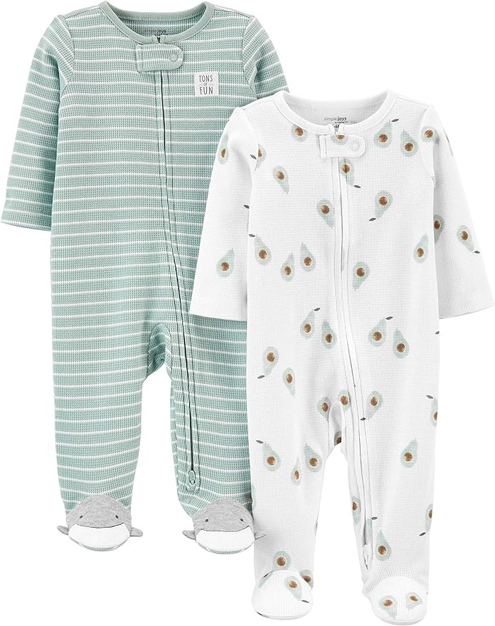 Simple Joys by Carter's Baby 2-Way Zip Thermal Footed Sleep and Play, Pack of 2 | Amazon (US)